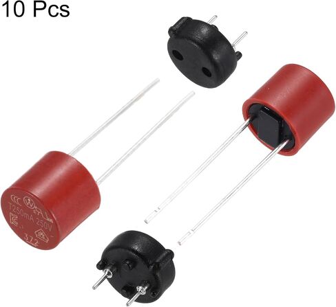 UXCELL 10SET CALINEDRICAL DIP MINITARE MINITURE ROUND SLEAL Blow Micro Fuse مع حامل الصمامات للأجزاء الإلكترونية PCB LCD ، T-4A 4A 250V ، RED in Kuwait