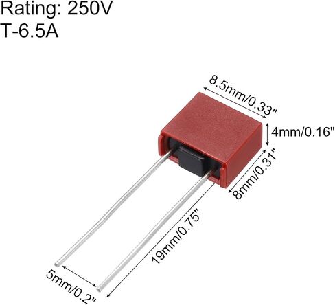 Uxcell 10set Diped Miniature Miniature Square Blow Blow Fuse مع حامل الصمامات للأجزاء الإلكترونية PCB LCD ، T-1.25A 1.25A 250V ، RED in Saudi Arabia