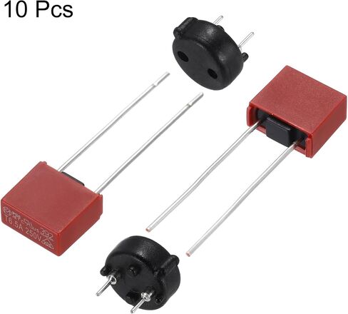 Uxcell 10set Diped Miniature Miniature Square Blow Blow Fuse مع حامل الصمامات للأجزاء الإلكترونية PCB LCD ، T-1.25A 1.25A 250V ، RED in Saudi Arabia