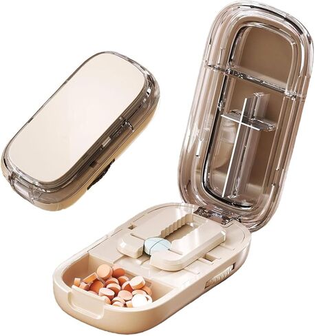Pill Cutter for Cutting Multiple, 1/2 1/4 Pill Splitter for Large, Small and Tiny Pills, Portable Pills Cutter,Storage Organizer, Accurate Centering Alignment Device (White) in Saudi Arabia