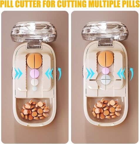 Pill Cutter for Cutting Multiple, 1/2 1/4 Pill Splitter for Large, Small and Tiny Pills, Portable Pills Cutter,Storage Organizer, Accurate Centering Alignment Device (White) in Saudi Arabia