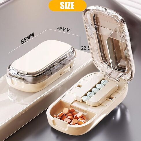 Pill Cutter for Cutting Multiple, 1/2 1/4 Pill Splitter for Large, Small and Tiny Pills, Portable Pills Cutter,Storage Organizer, Accurate Centering Alignment Device (White) in Saudi Arabia