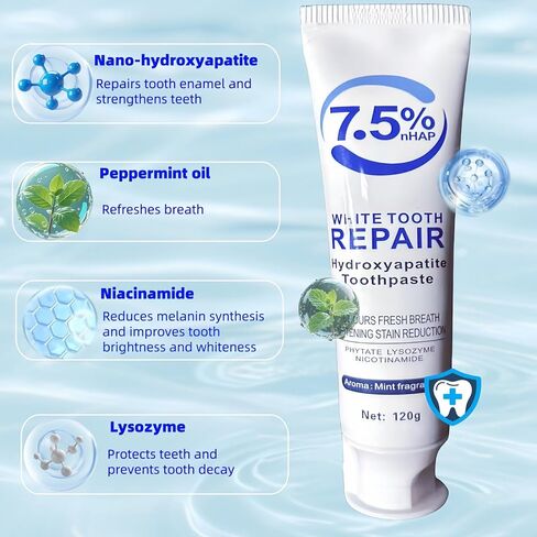 2PCS Hydroxyapatite Toothpaste, 7.5% Hydroxyapatite Toothpaste for Enamel Protection and Tooth Strengthening (2) in Saudi Arabia
