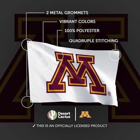 جامعة ديزرت كاكتوس في مينيسوتا 100 ٪ بوليستر داخلي في الهواء الطلق 3x5 أقدام لافتة Golden Gophers (Flag C) in Saudi Arabia