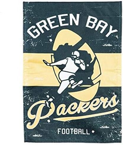Team Sports America Green Bay Packers NFL Vintage Linen Garden Flag - 12.5 "W × 18" H علامة ديكور مزدوجة في الهواء الطلق لمحبي كرة القدم in Kuwait