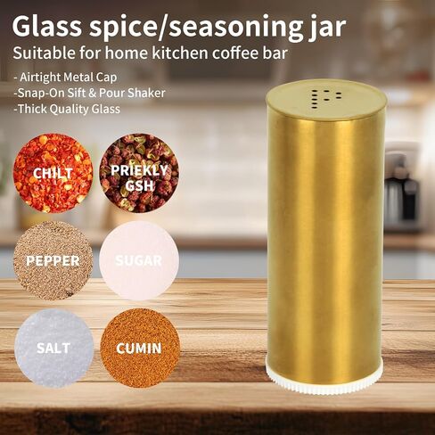 Snailhouse Salt and Pepper Shakers Set, 2 Pack Stainless Steel Modern Farmhouse Decor for Kitchen, Camp, RV, BBQ, Gold in Saudi Arabia