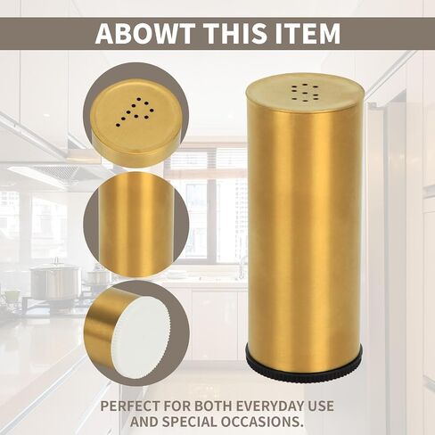 Snailhouse Salt and Pepper Shakers Set, 2 Pack Stainless Steel Modern Farmhouse Decor for Kitchen, Camp, RV, BBQ, Gold in Saudi Arabia