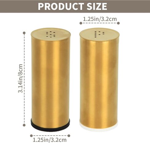 Snailhouse Salt and Pepper Shakers Set, 2 Pack Stainless Steel Modern Farmhouse Decor for Kitchen, Camp, RV, BBQ, Gold in Saudi Arabia