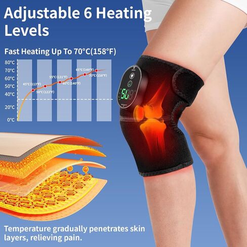 Heating Pad for Knee Pain Relief,Cordless Heated Knee Brace Wrap for Men and Women,6 Heating Levels & 3 Timer,Extra Long Elastic Knee Wrap,Knee Warmers for Arthritis in Saudi Arabia