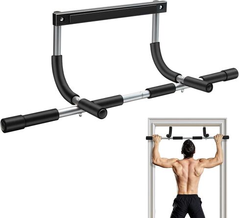 Pull Up Bar for Doorway, Adjustable Width Locking, Thickened Stee, Upper Body Fitness Workout Bar, Multi-Grip Strength for Doorway, Indoor Chin-Up Bar Fitness Trainer for Home Gym Portable in Kuwait