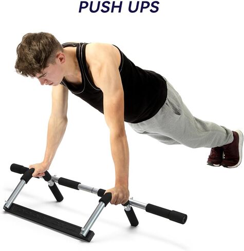 Pull Up Bar for Doorway, Adjustable Width Locking, Thickened Stee, Upper Body Fitness Workout Bar, Multi-Grip Strength for Doorway, Indoor Chin-Up Bar Fitness Trainer for Home Gym Portable in Kuwait