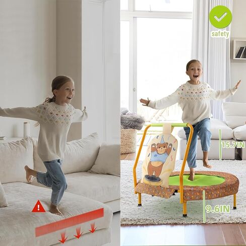36 '' 'Toddler Trampoline ، trampolines قابلة للطي للأطفال الذين تتراوح أعمارهم بين 2-12 (110 رطل) ، مقبض قابل للتعديل ، وسادة السلامة والساقين القابلة للطي ، ترامبولين الأطفال الداخلي/الحديقة ، هدية للصبي والفتاة. in Kuwait
