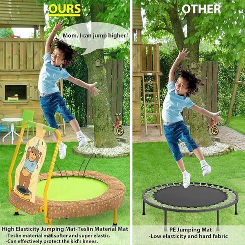 36 '' 'Toddler Trampoline ، trampolines قابلة للطي للأطفال الذين تتراوح أعمارهم بين 2-12 (110 رطل) ، مقبض قابل للتعديل ، وسادة السلامة والساقين القابلة للطي ، ترامبولين الأطفال الداخلي/الحديقة ، هدية للصبي والفتاة. in Kuwait