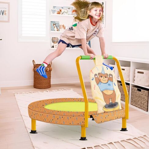 36 '' 'Toddler Trampoline ، trampolines قابلة للطي للأطفال الذين تتراوح أعمارهم بين 2-12 (110 رطل) ، مقبض قابل للتعديل ، وسادة السلامة والساقين القابلة للطي ، ترامبولين الأطفال الداخلي/الحديقة ، هدية للصبي والفتاة. in Kuwait