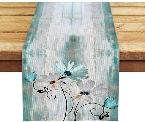 Oyimua Daisy Floral Summer Table Runner 13 × 90 بوصة المتسابقين في المزرعة للداخن الزخمة الربيعية للمنزل ديكور الحفلات في الهواء الطلق في المنزل in Saudi Arabia