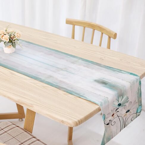 Oyimua Daisy Floral Summer Table Runner 13 × 90 بوصة المتسابقين في المزرعة للداخن الزخمة الربيعية للمنزل ديكور الحفلات في الهواء الطلق في المنزل in Saudi Arabia