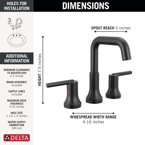 Delta Trinsic U-Spout Widespread Bathroom Faucet, Oil Rubbed Bronze 3-Hole Bathroom Sink Faucet, Metal Push-Pop Drain Assembly, Venetian Bronze 3554-RBMPU-DST in Saudi Arabia