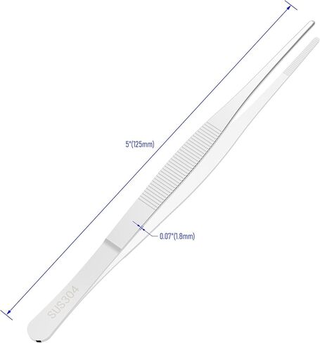 2 PCS 5 Inch 304 Stainless Steel Tweezers, Straight Round Blunt Serrated Tip, 0.07 Inch Thickness 304 Stainless Steel, Multipurpose Daily Garden Home Lab Craft Repairing Tool in Saudi Arabia