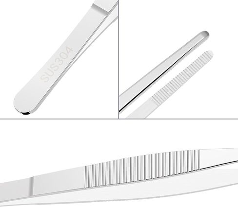 2 PCS 5 Inch 304 Stainless Steel Tweezers, Straight Round Blunt Serrated Tip, 0.07 Inch Thickness 304 Stainless Steel, Multipurpose Daily Garden Home Lab Craft Repairing Tool in Saudi Arabia