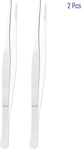 2 PCS 5 Inch 304 Stainless Steel Tweezers, Straight Round Blunt Serrated Tip, 0.07 Inch Thickness 304 Stainless Steel, Multipurpose Daily Garden Home Lab Craft Repairing Tool in Saudi Arabia