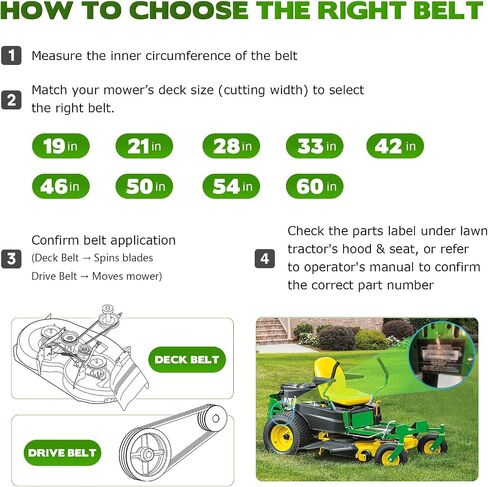 Mower Deck/Drive Belt for AYP 429636 197253 532429636 598559101 532197253 91753242936 John Deere M84136 GX25232 M87323 Snapper 704430 1/2" x 101 1/2" YTH18542 YTA18542 YTH22V42 YTH20K42 in Saudi Arabia