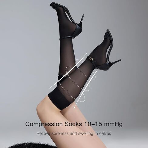 Yilanmy 3 Pairs Compression Stockings for Women 40D Knee High Socks 10-15mmHg Support Socks in Saudi Arabia
