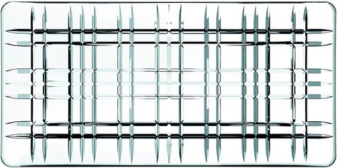 صفيحة مستطيلة مربعة مربعة - 11 بوصة ، لوحة تقديم زجاجية بلورية مع تصميم هندسي خطي لعلم الجمال الأنيق ، والأواني الزجاجية الأنيقة لتناول الطعام الأنيق والتقديم متعدد الاستخدامات - غسالة الصحون آمنة in Kuwait