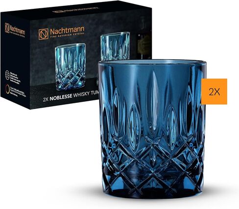 Nachtmann Noblesse Collection 4" Whiskey Tumbler, Made of Fine Crystal Glass, Glass for Bourbon, Whiskey, & Other Beverages, 10.4-Ounces, Dishwasher Safe, Set of 2 (Tobacco) in Kuwait