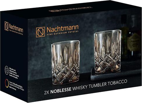 Nachtmann Noblesse Collection 4" Whiskey Tumbler, Made of Fine Crystal Glass, Glass for Bourbon, Whiskey, & Other Beverages, 10.4-Ounces, Dishwasher Safe, Set of 2 (Tobacco) in Kuwait