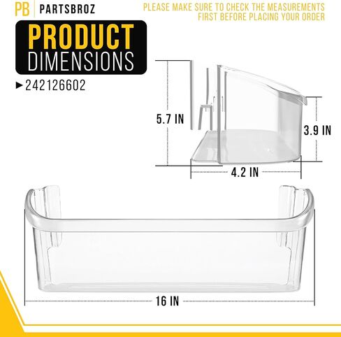 242126602 Fridge Door Shelf Replacement - Compatible Fridgidaire Refrigerator Parts - Replaces 4547407 PS12364199 AP6278233 - Made of Durable Clear Plastic, Easy to Install and Remove in Saudi Arabia