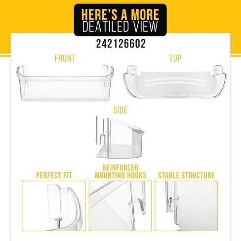 242126602 Fridge Door Shelf Replacement - Compatible Fridgidaire Refrigerator Parts - Replaces 4547407 PS12364199 AP6278233 - Made of Durable Clear Plastic, Easy to Install and Remove in Saudi Arabia