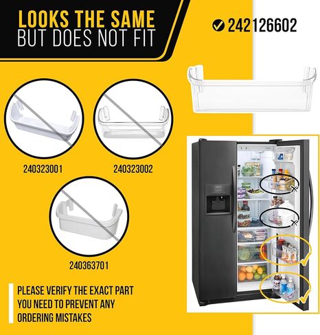 242126602 Fridge Door Shelf Replacement - Compatible Fridgidaire Refrigerator Parts - Replaces 4547407 PS12364199 AP6278233 - Made of Durable Clear Plastic, Easy to Install and Remove in Saudi Arabia
