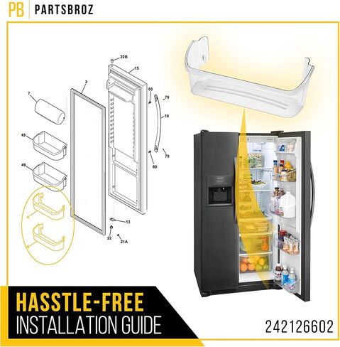 242126602 Fridge Door Shelf Replacement - Compatible Fridgidaire Refrigerator Parts - Replaces 4547407 PS12364199 AP6278233 - Made of Durable Clear Plastic, Easy to Install and Remove in Saudi Arabia