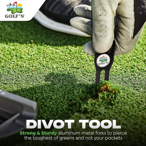 Golf'n Aluminium Golf Ball Marker Tool - Magnetic Ball Marker و Groove Cleaner & Bottle Pottic - Assient Golf Divot Tool لاعبي الجولف والتصميم الأنيق in Saudi Arabia