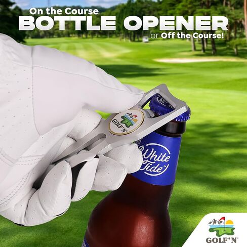 Golf'n Aluminium Golf Ball Marker Tool - Magnetic Ball Marker و Groove Cleaner & Bottle Pottic - Assient Golf Divot Tool لاعبي الجولف والتصميم الأنيق in Saudi Arabia