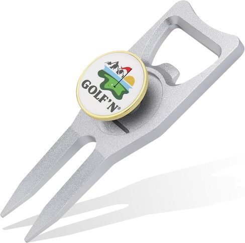 Golf'n Aluminium Golf Ball Marker Tool - Magnetic Ball Marker و Groove Cleaner & Bottle Pottic - Assient Golf Divot Tool لاعبي الجولف والتصميم الأنيق in Saudi Arabia