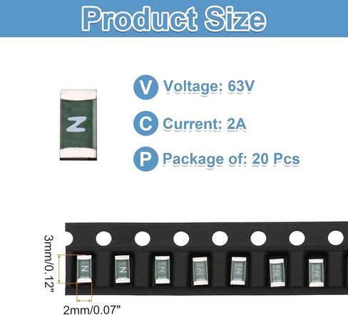 MECCANIXITY 20Pack 63V 2.5A Surface Mount Device Fuse, One Time Fast Acting Surface Mount 1206 Square Ceramic Fuses for LED Lighting Battery Devices Telecom System Over Current Protection in Saudi Arabia