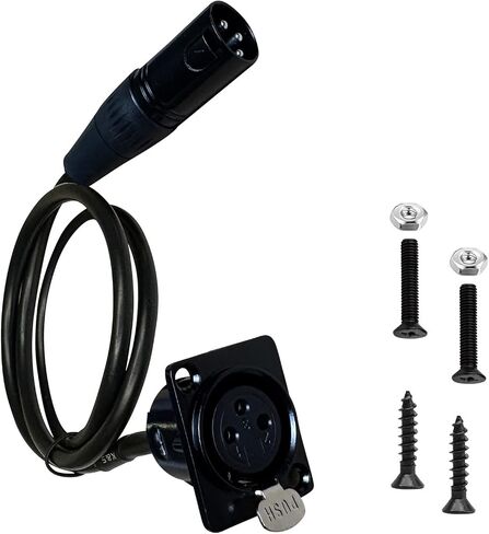 Premium XLR Pass Through Cable, No Solder, for Stage Box, Patch Panel, Floor Box - No Solder for Pro Audio Installations (Male to Female Black) in Saudi Arabia