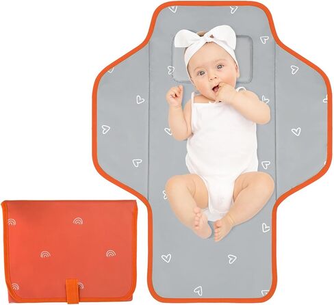 PHOEBUS BABY Portable Changing Pad Travel - Waterproof Compact Diaper Changing Mat with Built-in Pillow - Lightweight & Foldable Changing Station, Newborn Shower Gifts, Star in Kuwait