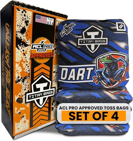 Titan Bags Dart Cornhole Bags – Regulation Cornhole Toss Bags with Hybrid Carpet for Strategic Shots, All-Weather Power Grip Pellets for Indoor and Outdoor Tossing – Fractal Design, 6"x6", Pack of 4 in Saudi Arabia