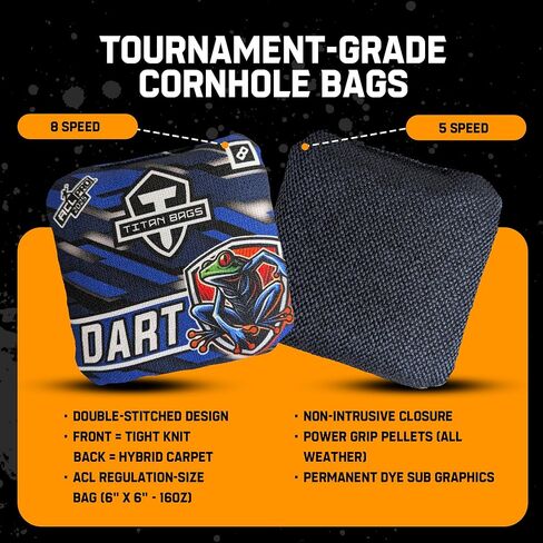 Titan Bags Dart Cornhole Bags – Regulation Cornhole Toss Bags with Hybrid Carpet for Strategic Shots, All-Weather Power Grip Pellets for Indoor and Outdoor Tossing – Fractal Design, 6"x6", Pack of 4 in Saudi Arabia