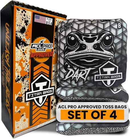 أكياس Titan Bags Dart Cornhole أكياس-تنظيم أكياس قاذفة الذرة مع السجاد الهجين للقطات الاستراتيجية ، وكريات قبضة الطاقة في جميع الأحوال الجوية للقذف الداخلي والخارجي-تصميم كسوري ، 6 "× 6" ، حزمة من 4 in Kuwait