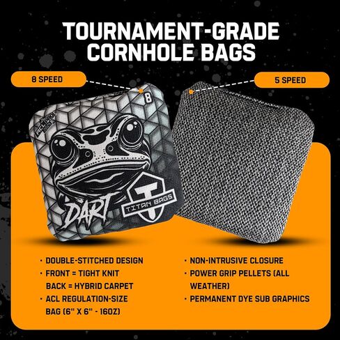 أكياس Titan Bags Dart Cornhole أكياس-تنظيم أكياس قاذفة الذرة مع السجاد الهجين للقطات الاستراتيجية ، وكريات قبضة الطاقة في جميع الأحوال الجوية للقذف الداخلي والخارجي-تصميم كسوري ، 6 "× 6" ، حزمة من 4 in Kuwait