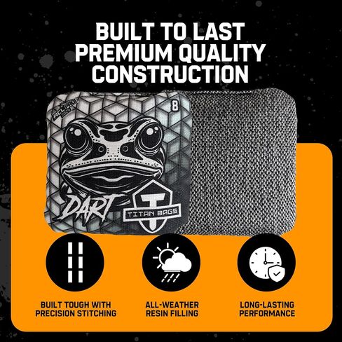 أكياس Titan Bags Dart Cornhole أكياس-تنظيم أكياس قاذفة الذرة مع السجاد الهجين للقطات الاستراتيجية ، وكريات قبضة الطاقة في جميع الأحوال الجوية للقذف الداخلي والخارجي-تصميم كسوري ، 6 "× 6" ، حزمة من 4 in Kuwait