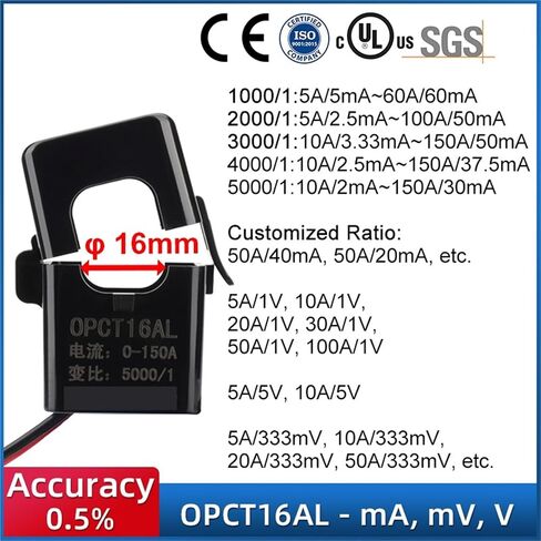 Split Core Current Transformer OPCT16ATL 100A 50mA 50A 40mA 10A 5mA 5A 2.5mA Open Type Current Transformer(50A - 20mA) in Saudi Arabia
