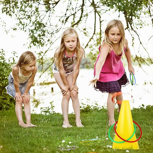 Deekin 51 PCS Carnival Outdoor Games for Kids ، 8 Pack 24''x40 '' Potato Sack Race Bags 3 Beads Race Begh egg spoon rehs romosts rebistles for family yard lawn easter games in Saudi Arabia