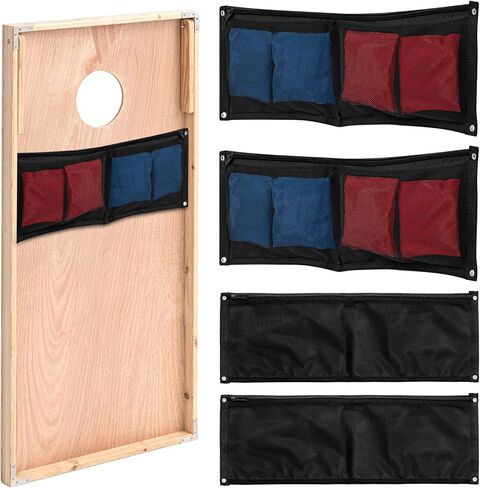 4 Pcs Cornhole Bags Storage Case Black Polyester Nylon Cornhole Accessories for Outdoor Cornhole Boards in Kuwait