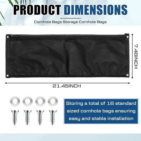 4 Pcs Cornhole Bags Storage Case Black Polyester Nylon Cornhole Accessories for Outdoor Cornhole Boards in Kuwait