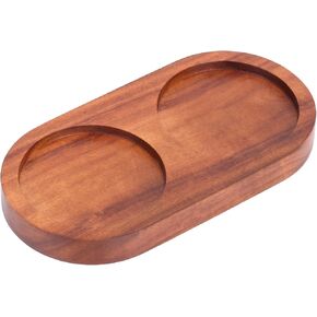Salt and Pepper Grinder Mill Tray, 2 Partitions Pepper Mill Holder General Wooden Salt Rest Stand Condiments Organizer for Kitchen Home Supply in Saudi Arabia