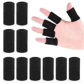 10Pcs Black Sport Finger Sleeves, Finger Sleeves Protectors, Elastic Finger Support Sleeve, Compression Finger Sleeves, Thumb Brace Support for Basketball, Golf in Saudi Arabia